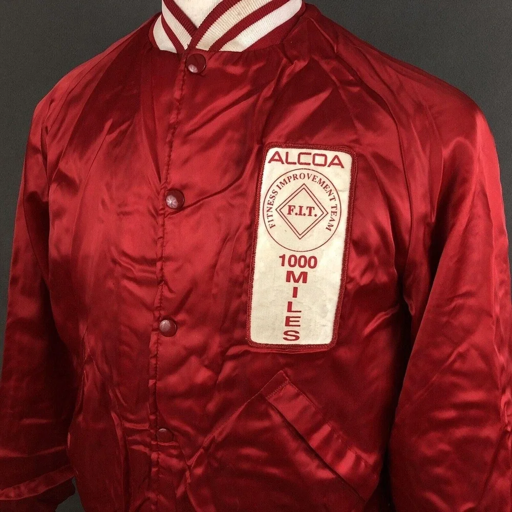 Alcoa Aluminum Co Vintage‎ 80s Satin Bomber Jacket Medium FIT Team Coat Pla-Jac